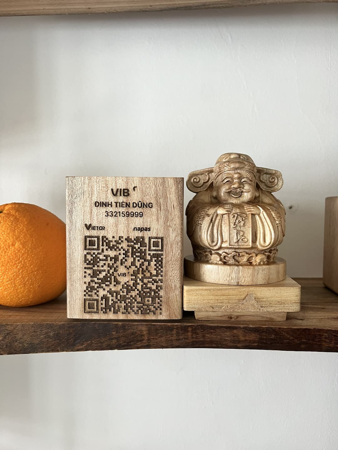 Engraved God of Fortune Wooden Boxes QR code